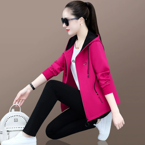 Спортивный костюм с капюшоном, комплект, осенняя модная толстовка для отдыха, коллекция 2023, в корейском стиле, 3 предмета