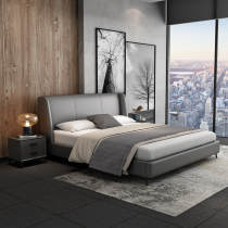  Italian first floor leather bed Master bedroom 1 5 meters 1 8 meters Modern minimalist minimalist leather art bed Nordic double bed wedding bed