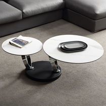 Italian minimalist net red rotary tea table rock plate size round living room Nordic modern minimalist design stainless steel tea table