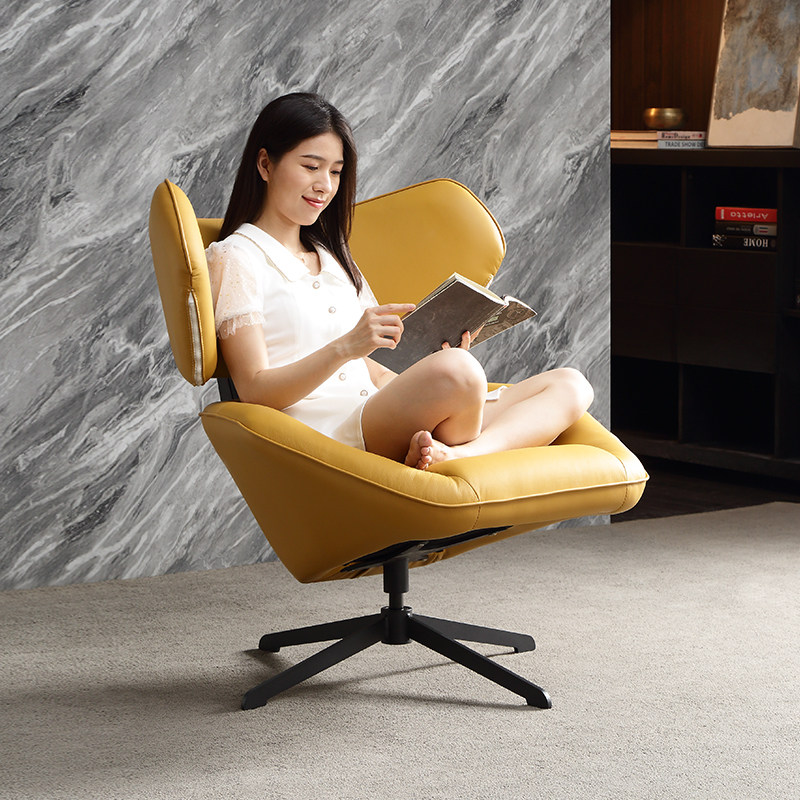 Genuine leather Modern Pole minimalist designer Style Egg Chair Talks Casual Chair Computer Chair Nordic Living Room Sofa Chair