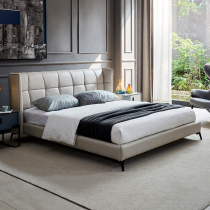  Nordic light luxury leather bed Master bedroom simple modern small apartment soft bag bed 1 8m Italian minimalist double bed wedding bed