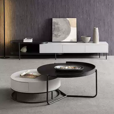 Italian minimalist coffee table TV cabinet combination personality art Nordic light luxury coffee table living room floor cabinet combination set