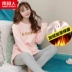 Đồ ngủ nam cực nam tay dài mùa thu và mùa đông không rơi nhung bông cộng với nhung dày ấm áp phục vụ nhà phù hợp với lông cừu san hô