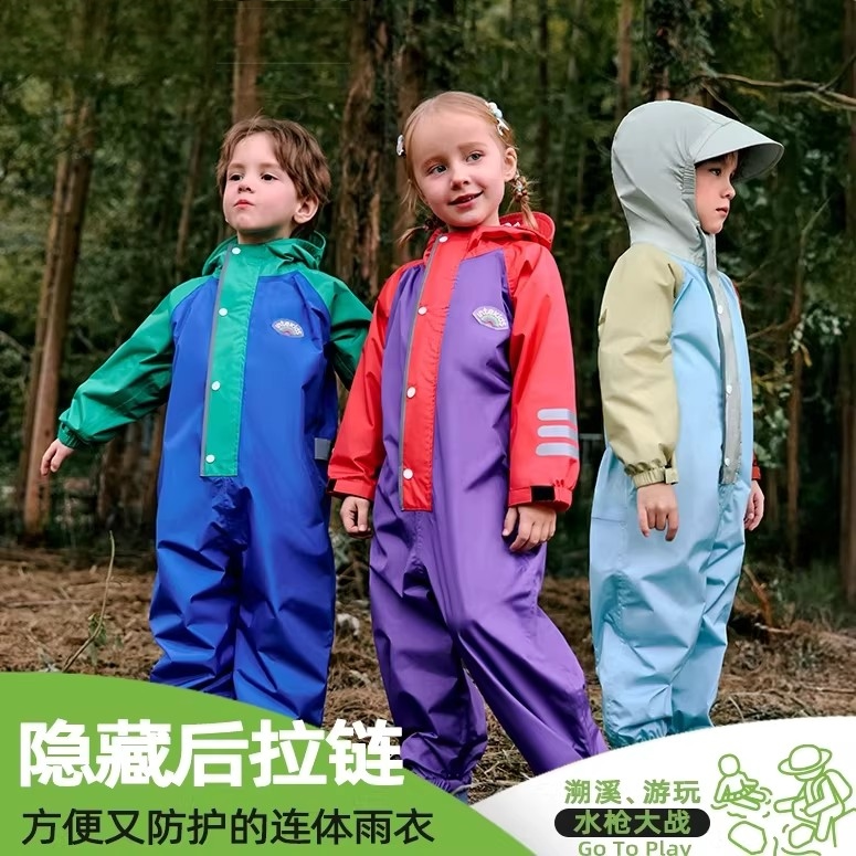 Japanese Children's Raincoat for Kindergarten, Boys and Girls Outdoor One-Piece Raincoat, New Waterproof Full-Body Design