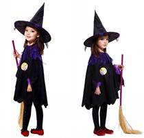 Halloween Kids Costume Witch Cape Cloak Witch Clothes Vampire Masquerade Cosplay Girls