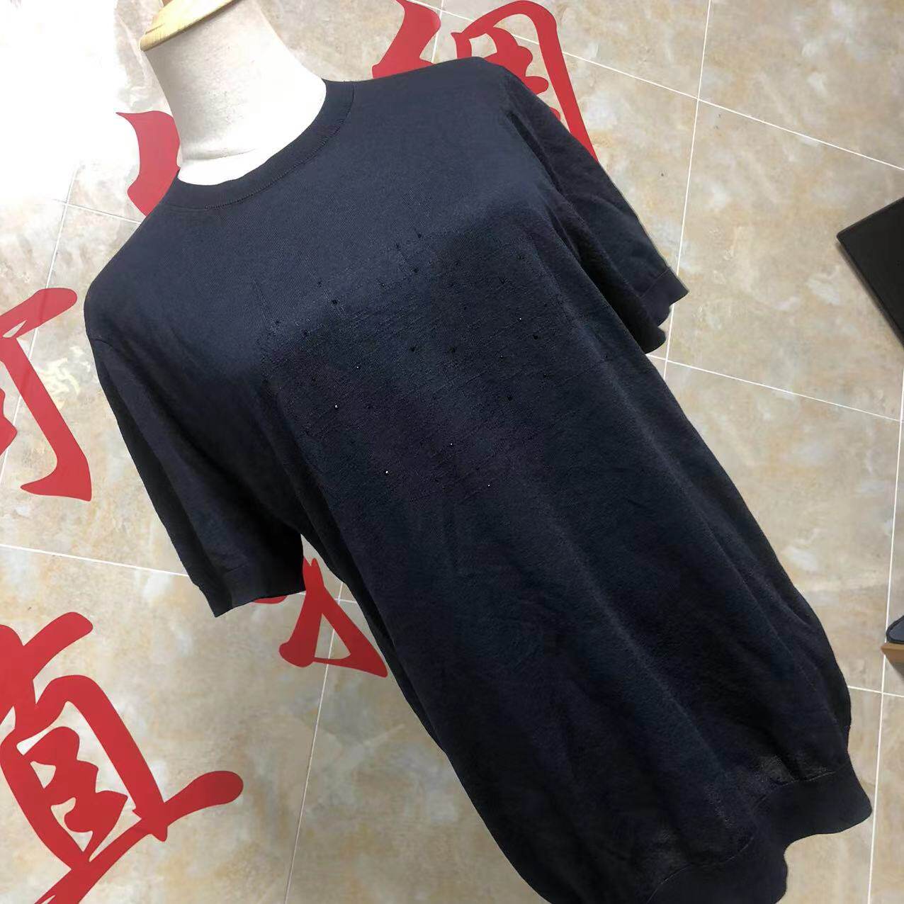 2022 New 100% Mulberry Silk Knitted Silk Women's Short Sleeve Top F612