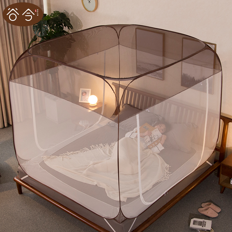 Gu Jin's new soft top household mosquito nets are free of installation yurt folding zipper encryption thickened 1.5 1.8m bed
