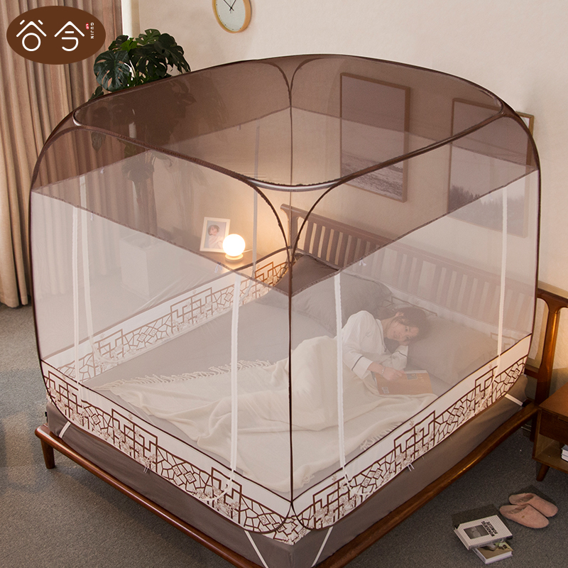 Valley Today China Wind and soft top home mosquito nets 1 8m exempt from installation Mongolia Pack encrypted zipper square top 1 5 m bed-Taobao