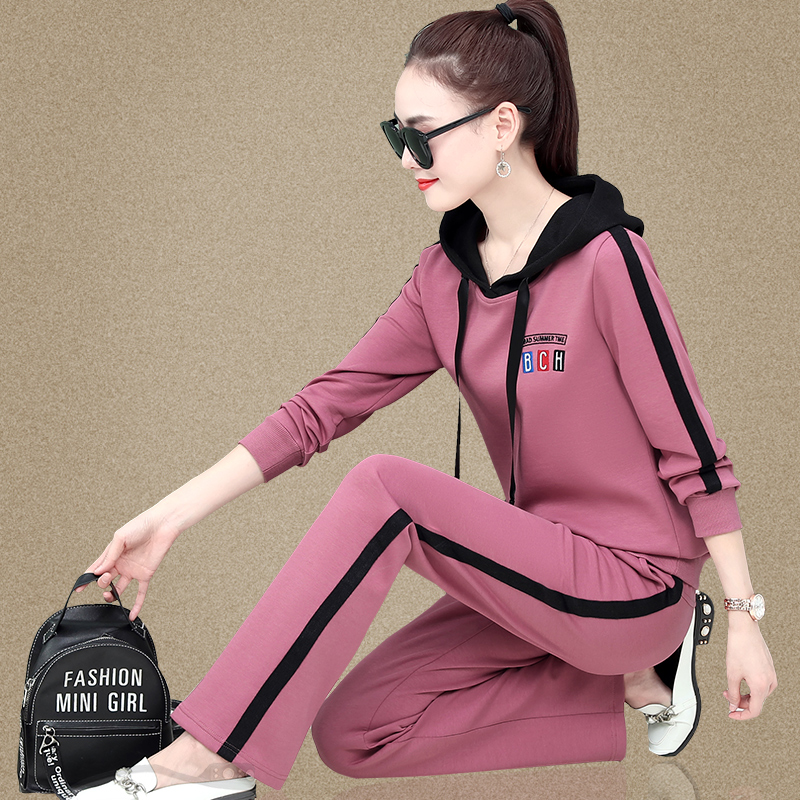 Sports Suit Women's Spring Autumn Season 2022 New Middle Aged Foreign Polo Clothing Casual Wide Pants Two Sets Autumn Winter