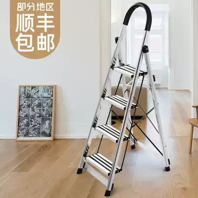 Stainless steel indoor herringles ladder household folding thickened four or five steps multi-function telescopic engineering ladder Ladder support stairs