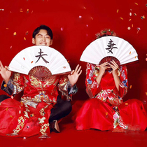 Ancient costume folding fan photo studio photography props personality fan wedding photography Chinese style wedding best man welcome relatives