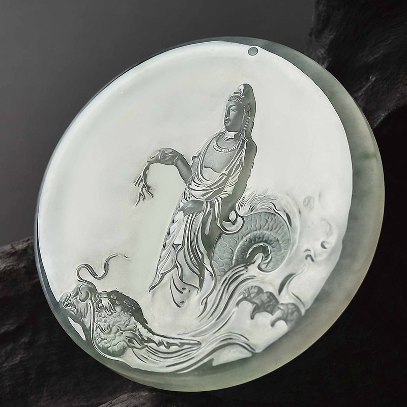 Preferably Jiajia Emerald Private Custom Natural A cargo Emerald Mao material descending Longyin Guanyin Design Reference Name Division I