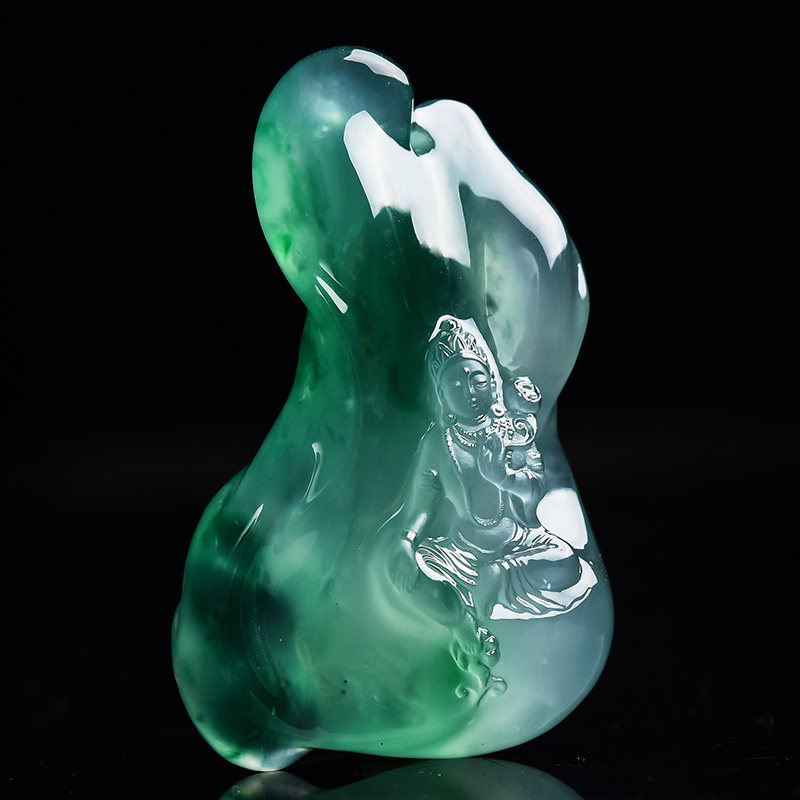 Preferred Jiajia Emerald Private Customized Natural A Cargo Emerald wool Green Degree Mother Design Reference Master's work