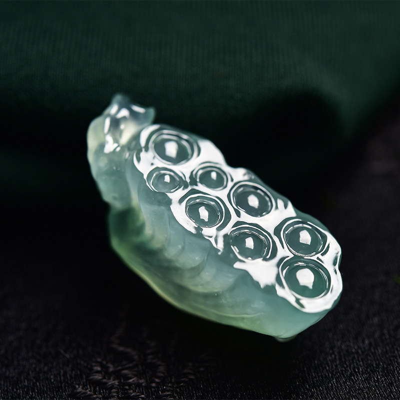Jia Jia Jade Private Customized Natural A-freight Emerald Cover Lotus Design Reference Workprice