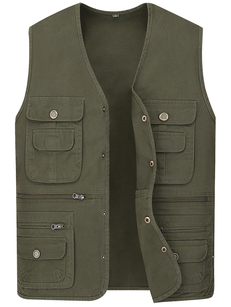 Mùa thu ngoài trời giải trí nhiều túi vest mới cotton du lịch quần áo nhiếp ảnh câu cá vest nam vest vest áo ba lỗ nam tập gym
