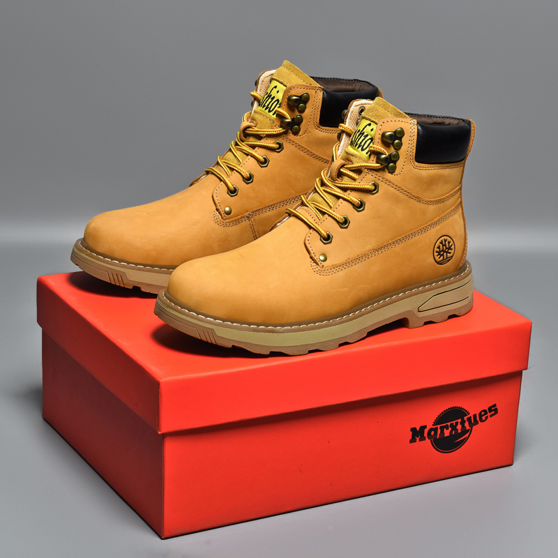 New Kicking No Rotten Yellow Boots Men Leather Gang British Dress Boots Retro Yellow Martin Boots