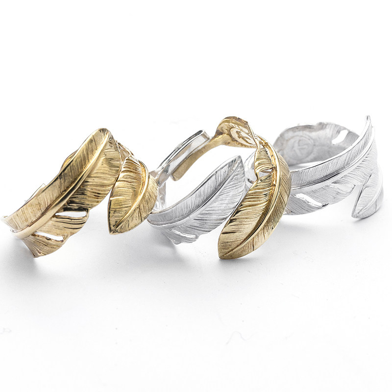 Bull blunt Seiko Takaqiao Double Feather Ring Couple Ring for men and women to ring 925 pure silver hand - retrograde