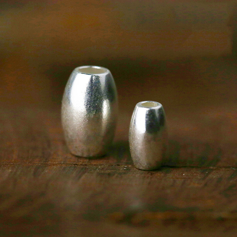 Bull blunt precision high bridge pearl olive bead elliptical barrel bead DIY accessories 925 pure silver jewelry Japanese and Korean couple