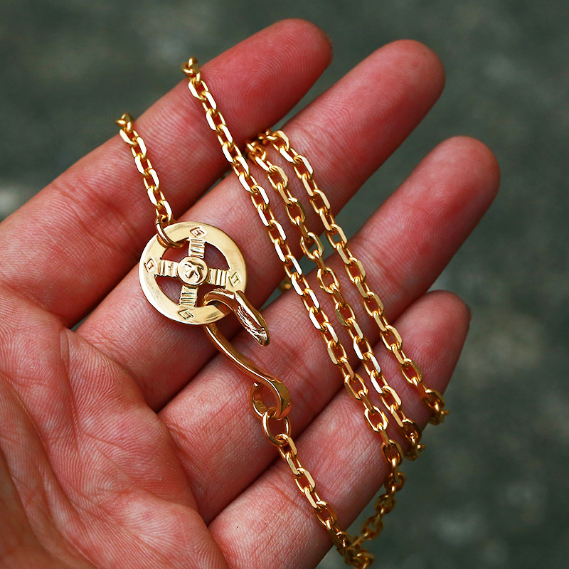 The bull blunt goros Takaqiao Gyoro Goros 18k gold corner chain pure gold necklace Handick chain