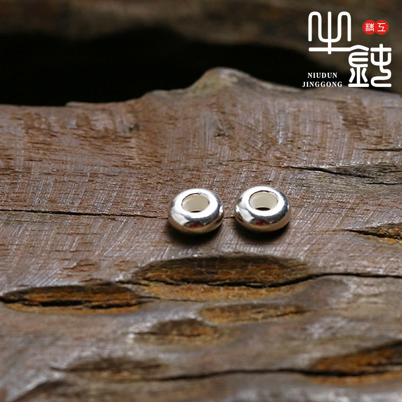 Bull blunt precision high bridge necklace bar pearl wheel silver bead hollow DIY accessories 925 pure silver accessories