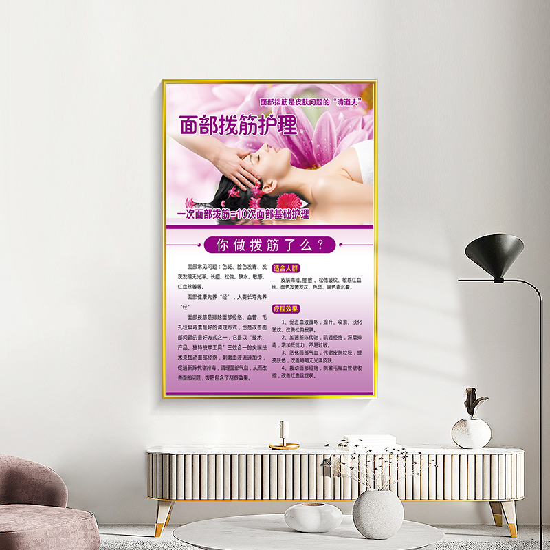 Beauty salon decoration picture facial pull-out advertising microplastic embroidery poster wallchart waterproof moisture and wallchart