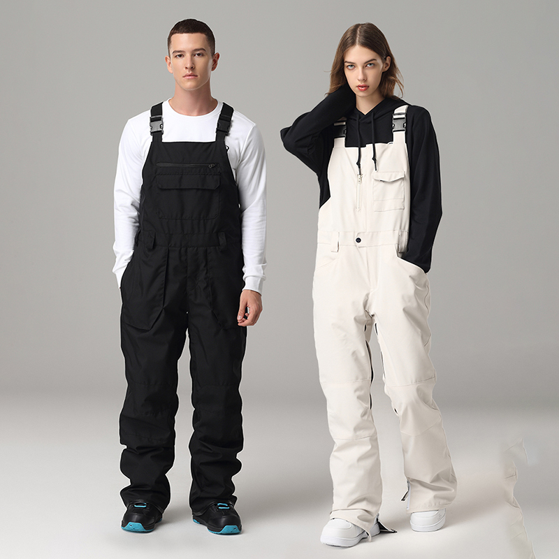 Double-Board and Single-Board Ski Pants with Straps, Slimming, Waterproof Ski Clothing for Men and Women, Outdoor Winter Warm and Windproof Ski Pants