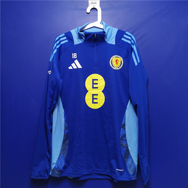 Scotland 24/25 1/4 Half-Zip Long-Sleeve Training Shirt with Thumb Holes, Locker Room-Friendly, No Hanging Is1641 European Version Scotland 24/25 1/4 Half-Zip Long-Sleeve Training Shirt with Thumb Holes, Locker Room-Friendly, No Hanging Is1641 European Version
