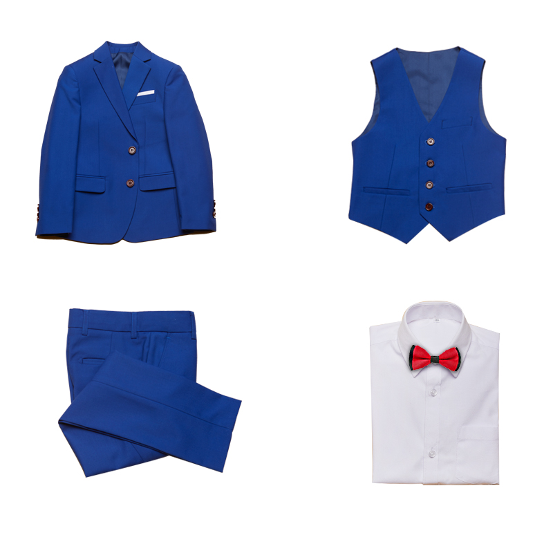 2 Tide Boy sọc ca rô Suit Set 3 Little Boy 4 trẻ em mùa thu / mùa đông Gentlemans Suit 5-Year-Old Flower Kids ăn mặc Ba mảnh.