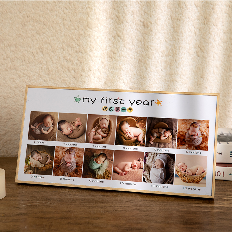 Baby's one-year-old growth record photo frame December newborn full moon hundred days birthday commemorative table for children to wash photos