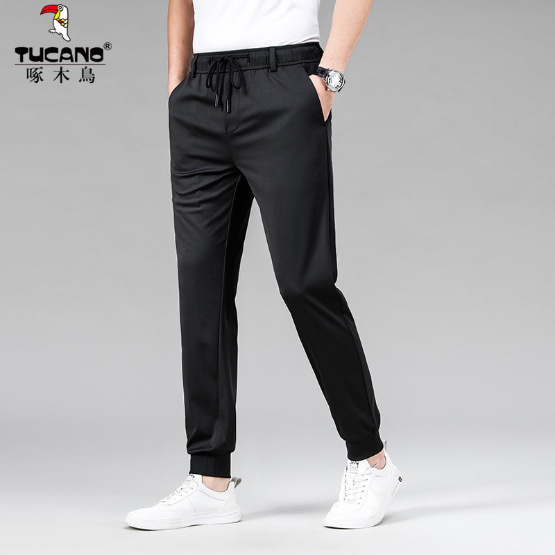 Woodpecker men's sports pants summer thin section tightness waist guard pants loose draw rope 100 hitch foot casual pants pants