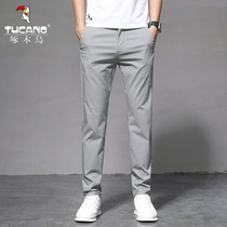 Woodpecker casual pants for men Summer slim fit about 100 hitch long pants Korean version Trend handsome and swarm with small feet pants