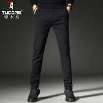 Woodpecker cotton casual pants mens trend handsome Korean version of small feet pants autumn Young Mens slim Joker pants