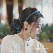 Years God Steal silk suede thick hair hoop retro style ultra-fairy early spring temperament with a little high craniopic top mesh red