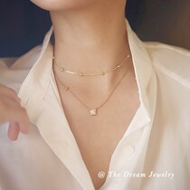 < small square drill > zircon stone retro small crowdsourced high-level sense lukewarm wind necklace woman lock bone chain ins necklace S925