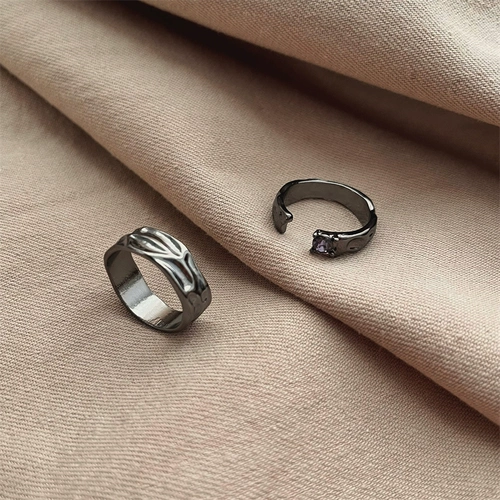 Черное кольцо, на указательный палец, коллекция 2023, японские и корейские, изысканный стиль