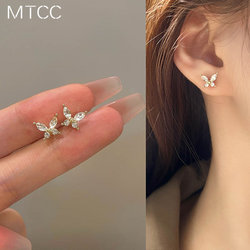 S925 silver needle exquisite zircon butterfly earrings for women 2023 new earrings trendy versatile high-end niche temperament