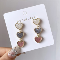 S925 Silver Needle Japanese Girl Cute Velvet Heart Heart Earrings Pink Korean Temperament Simple Earrings B341