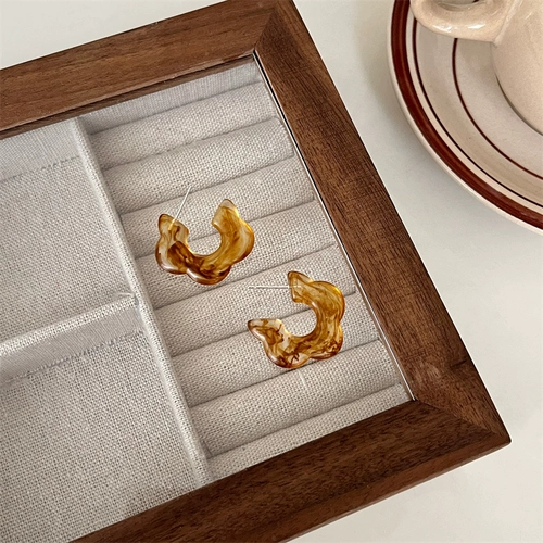 Янтарная серебряная игла, демисезонные серьги, серебро 925 пробы, в цветочек, популярно в интернете, простой и элегантный дизайн