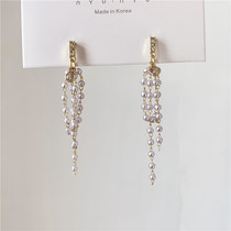 S925 Silver Needle Small French Gentle Pearl Earrings Female Korean Personality Short Tassel Chain Earrings B371