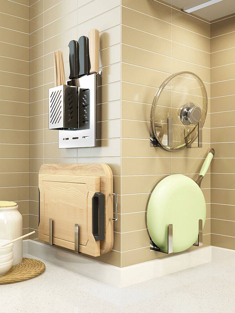 Kitchen shelf punch-free wall-mounted household seasoning supplies Daquan knife rack pylons multi-function storage shelf