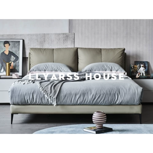 Llyarss lias/кожаная кровать/итальянский минималистский/2 метра*2 м.