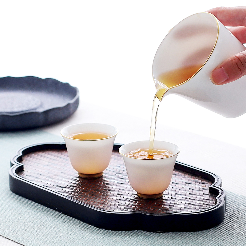 Household manual hand - made kung fu tea cup sample tea cup ceramic tea set, tea set master cup thin white porcelain