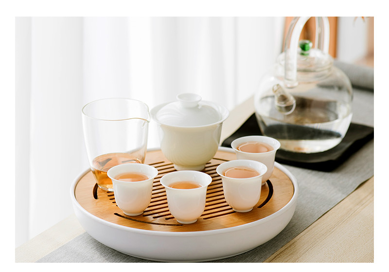 JingLanShan content I and contracted ceramic tea set suit household jingdezhen zen kung fu tea tray office"