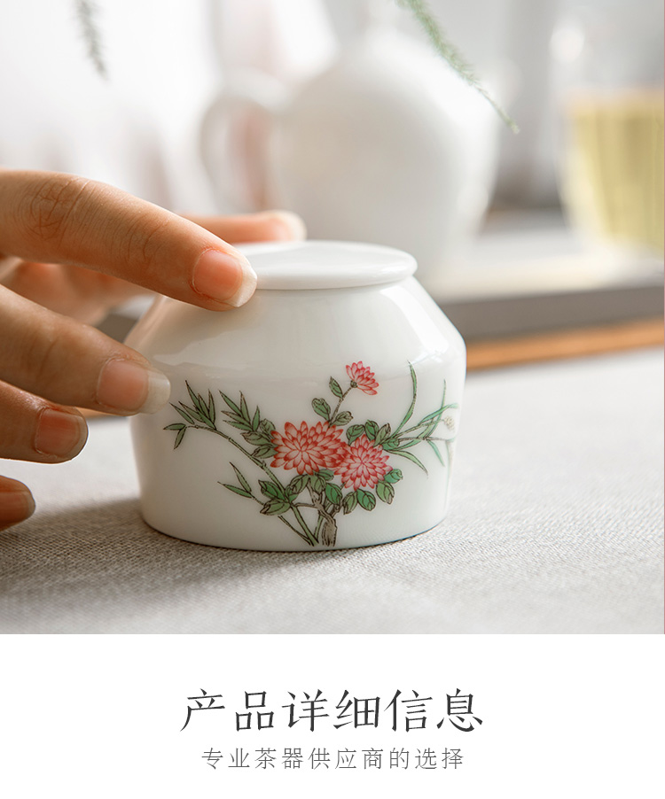 JingLan jingdezhen ceramic printing caddy fixings small storage tanks portable mini pu 'er tea seal moisture