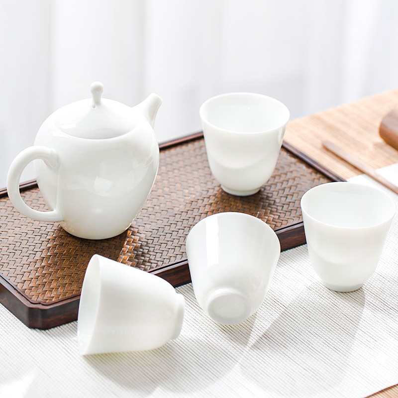 JingLan manual white porcelain of jingdezhen ceramic kung fu tea set the teapot teacup white porcelain bowl with tea, single pot of gift