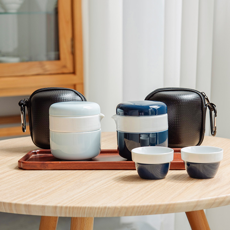 Good content of jingdezhen ceramic crack travel suit portable a pot of two cups of kung fu tea set is suing portable tea cup