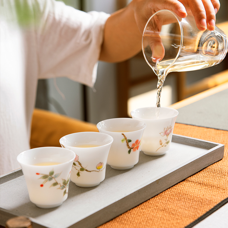 JingLan kung fu tea cups white suit household hand - made the master sample tea cup cup single jingdezhen porcelain cup