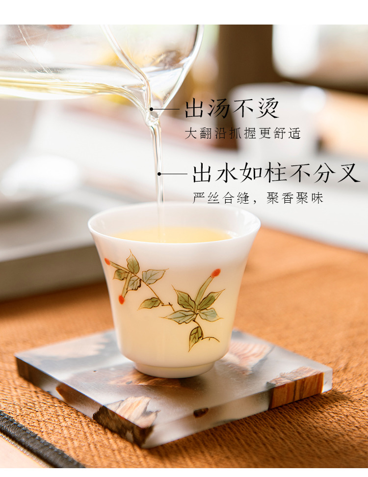 JingLan kung fu tea cups white suit household hand - made the master sample tea cup cup single jingdezhen porcelain cup