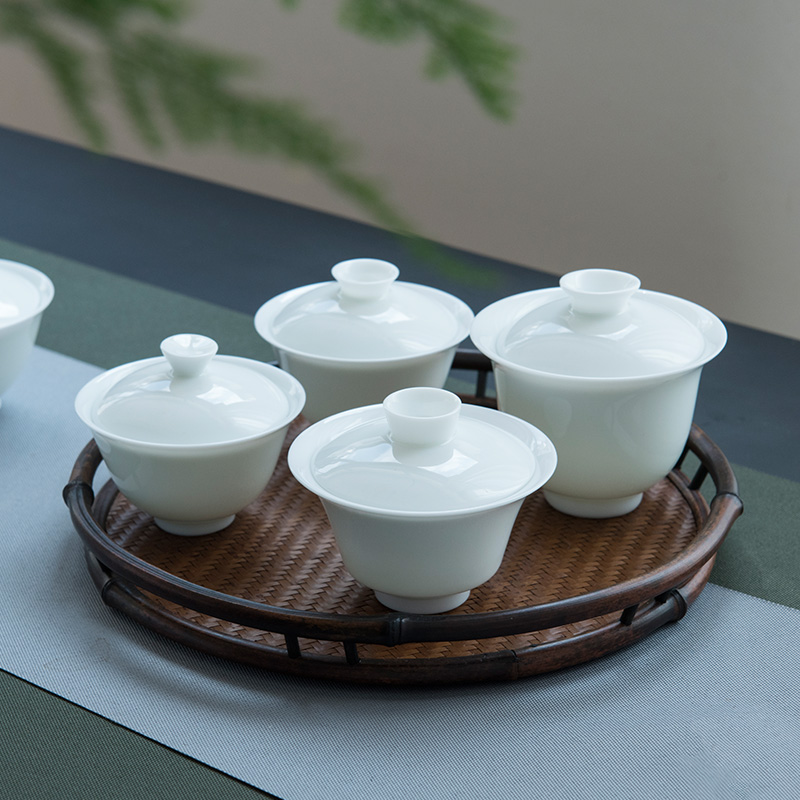 Good things Jinglan Gai bowl Jingdezhen handmade cup single tea bowl kung fu tea set thin white porcelain