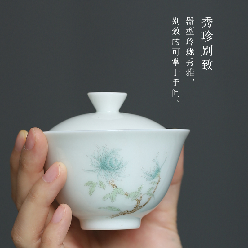 Good content on jingdezhen glaze color set of Chinese style household kung fu tea set contracted 1 tureen 2 cups of gift boxes